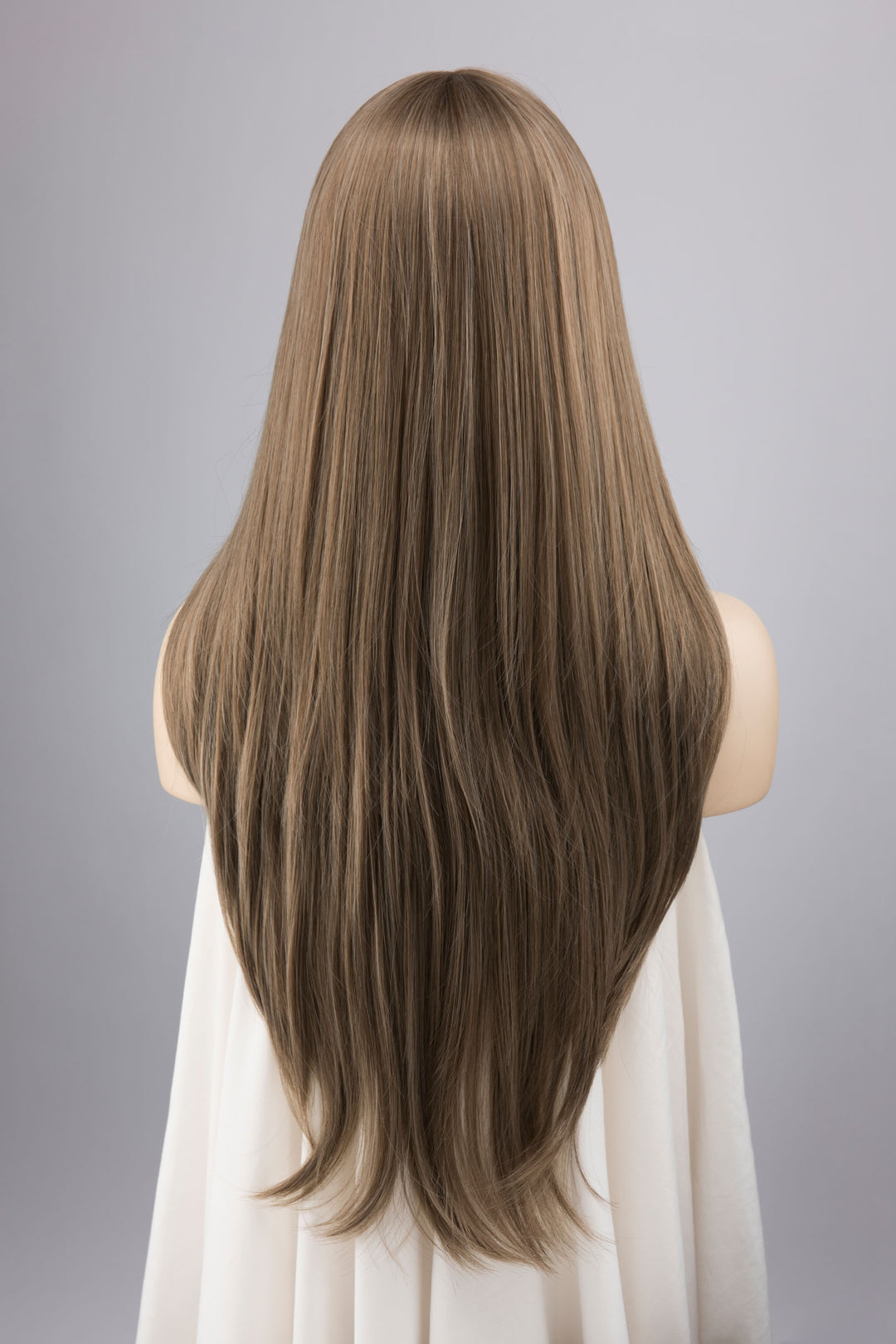 Ash Medium Brown Wig with Curtain Bangs Elena