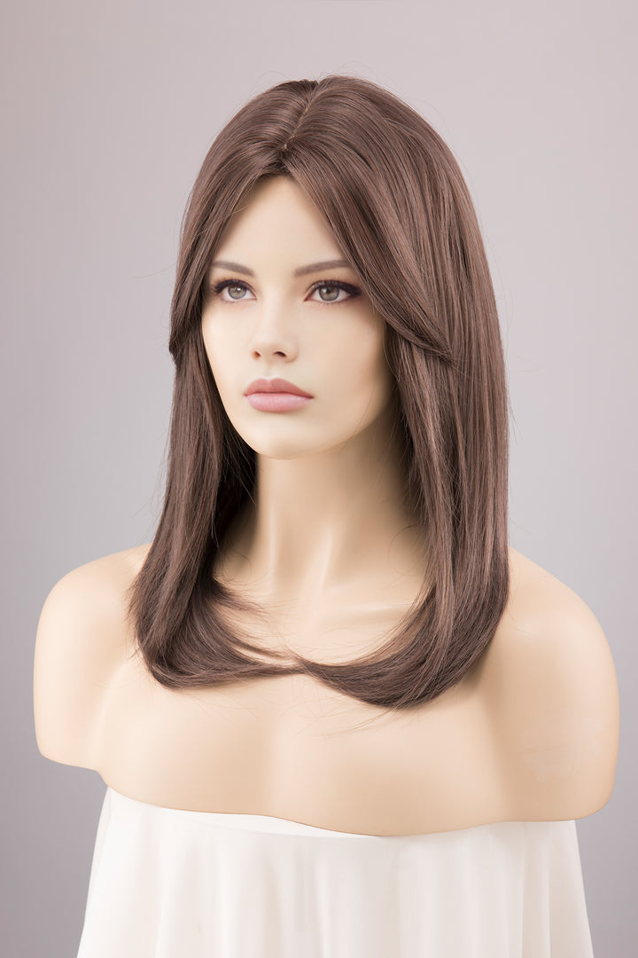 Ash Brown Striaght Wig with Purple Undertone Eliana