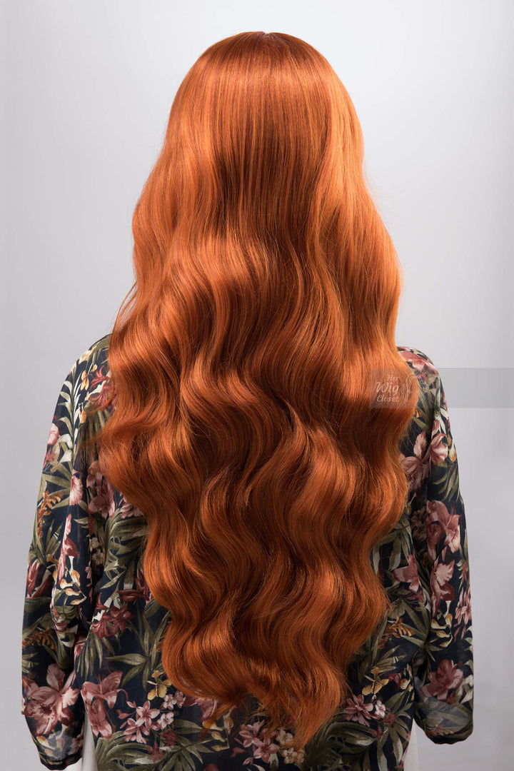 Orange Ginger Long Wavy Lace Front Wig Middle T Part Lace Erin