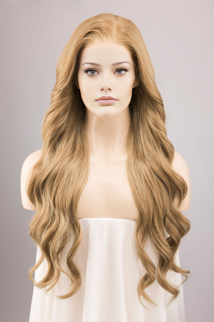 High Lady Lace Wig Golden Brown Wavy Hair ACOTAR Cosplay