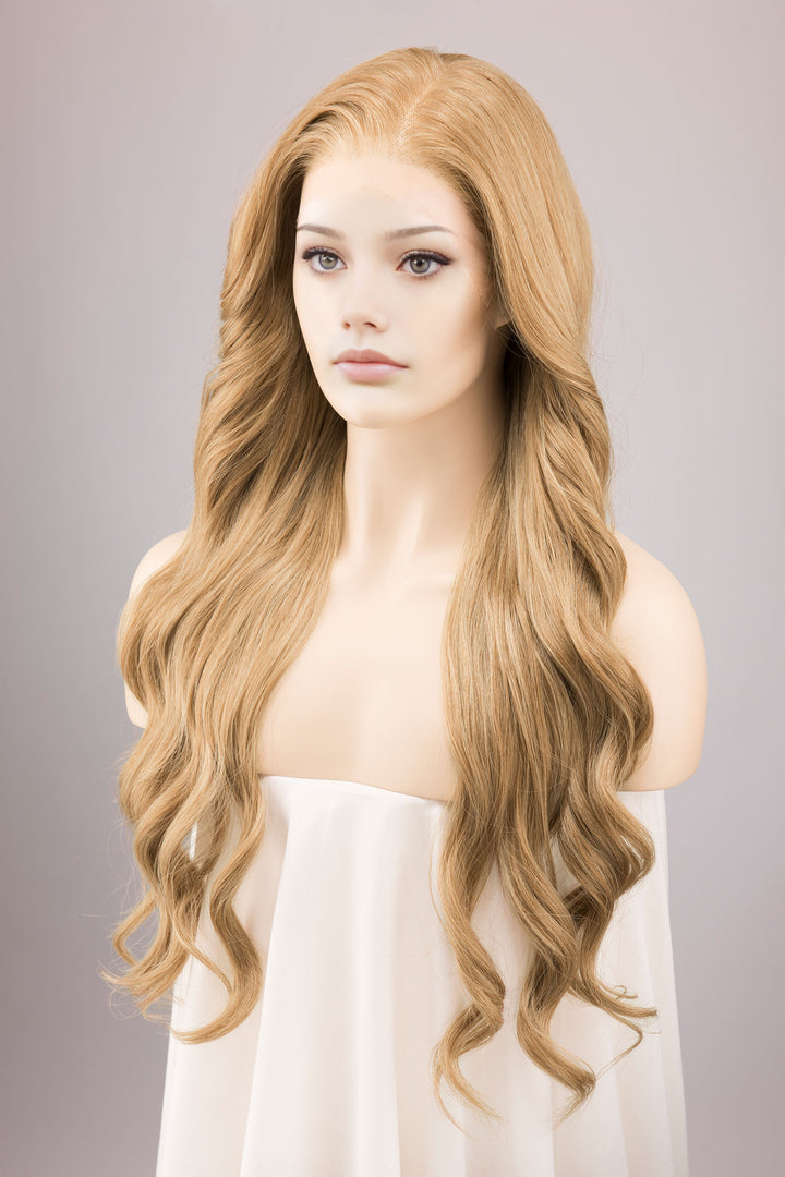 High Lady Lace Wig Golden Brown Wavy Hair ACOTAR Cosplay
