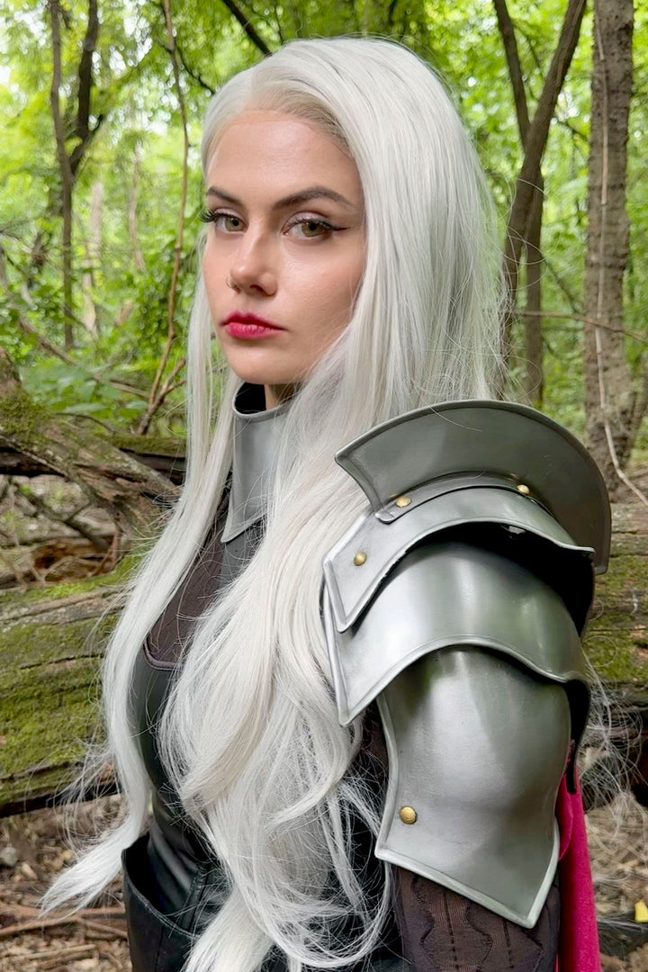 Pearl White Icy Silver Gray Straight Lace Top Synthetic Wig Manon Odella