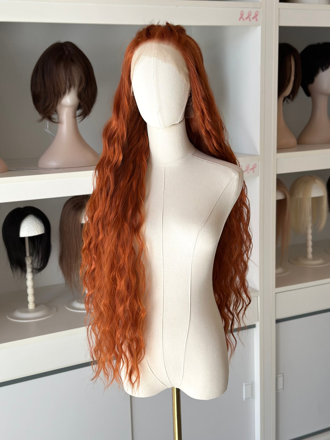 Orange Ginger Long Wavy Lace Front Wig Rohan