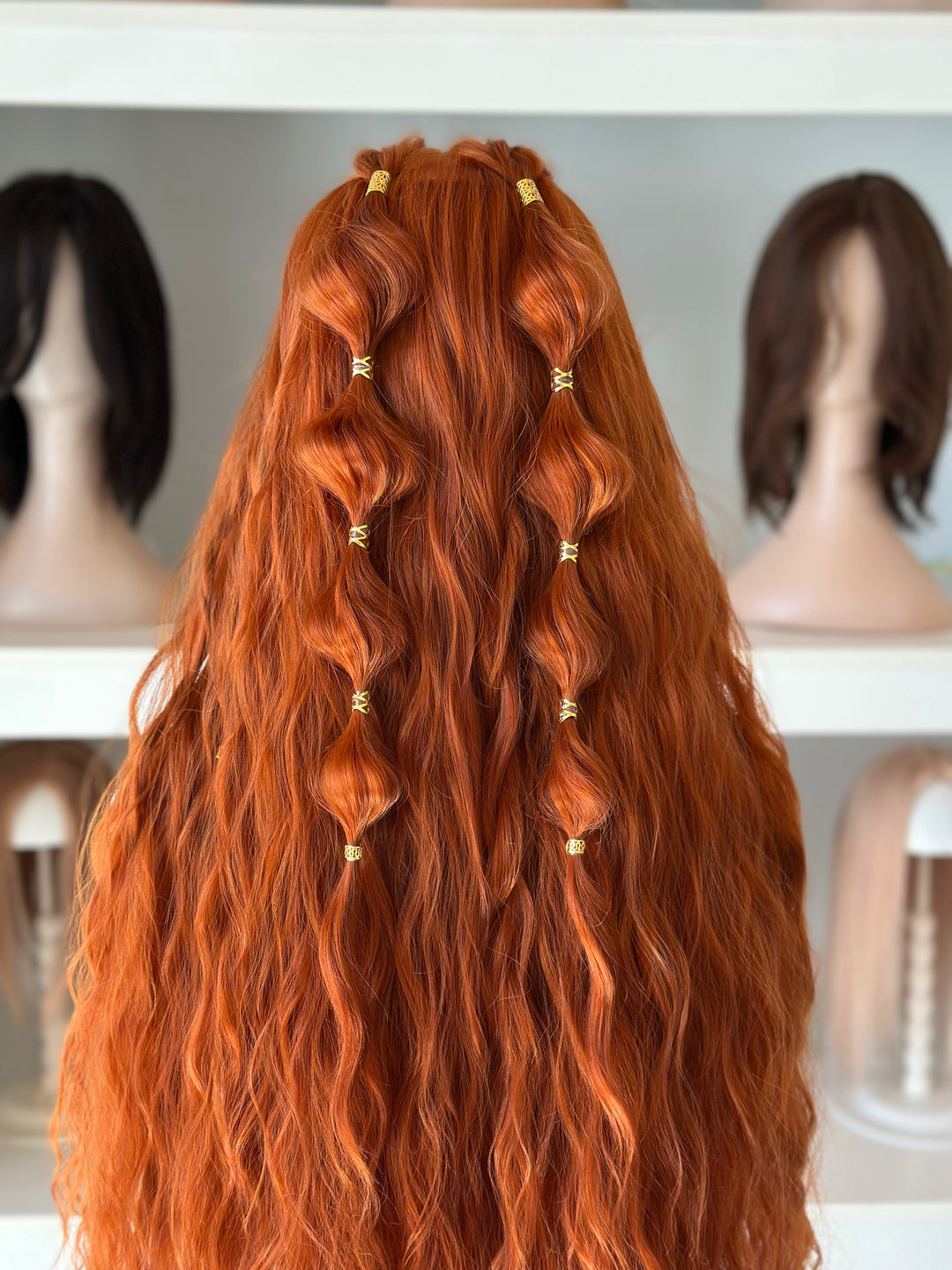 Orange Ginger Long Wavy Lace Front Wig Rohan