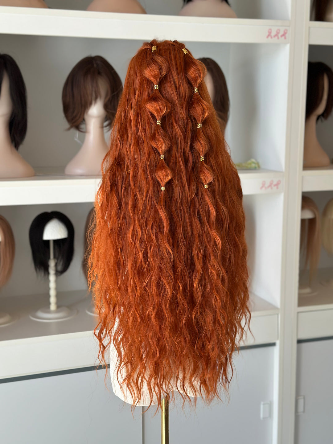Orange Ginger Long Wavy Lace Front Wig Rohan