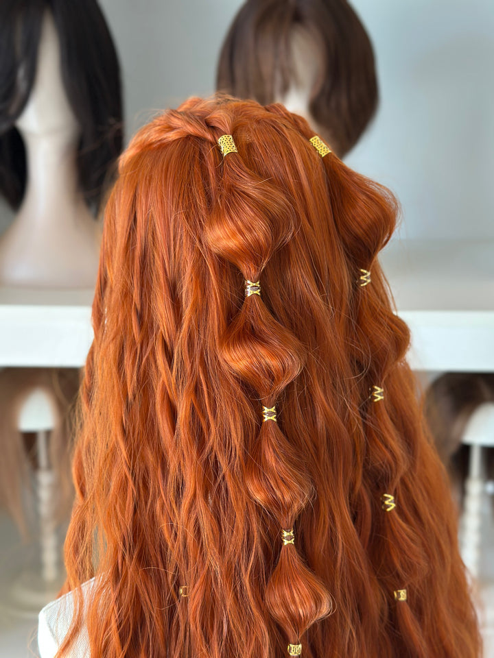 Orange Ginger Long Wavy Lace Front Wig Rohan