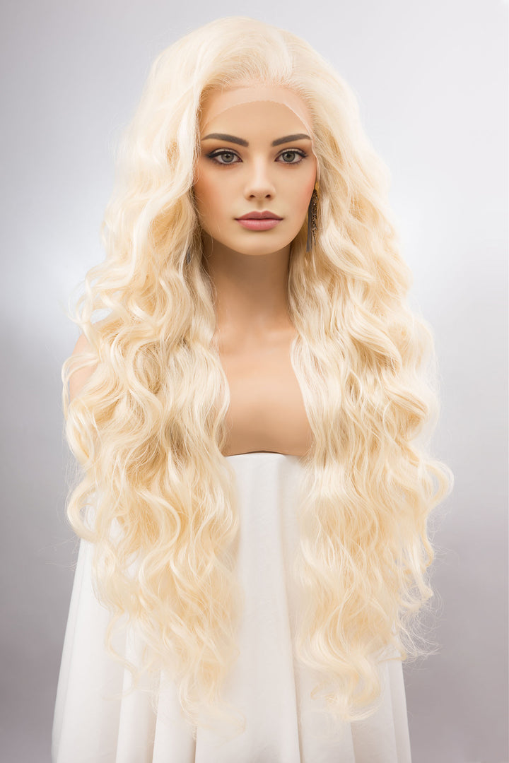 Light Blonde Curly Lace Top Synthetic Wig IBBIE