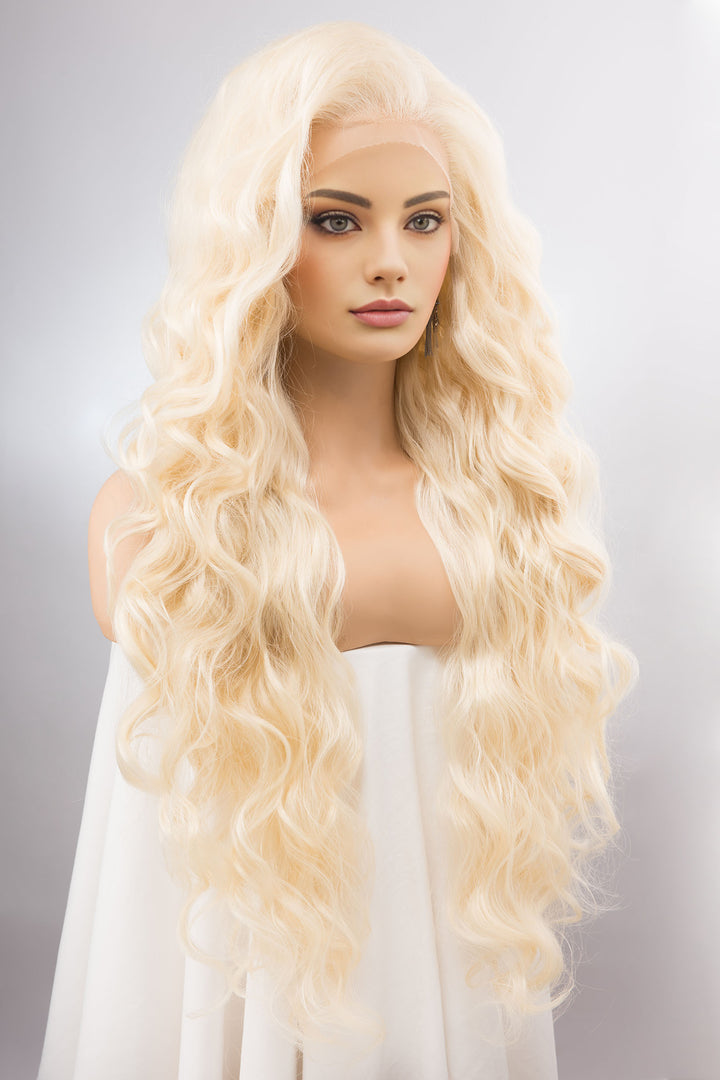 Light Blonde Curly Lace Top Synthetic Wig IBBIE