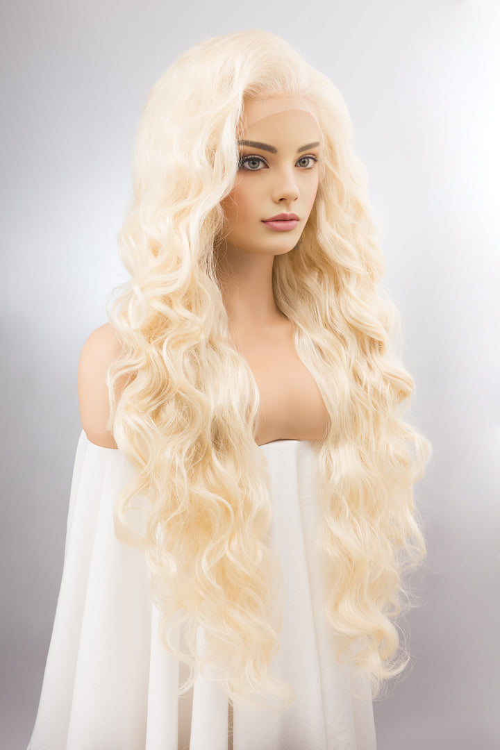 Light Blonde Curly Lace Top Synthetic Wig IBBIE
