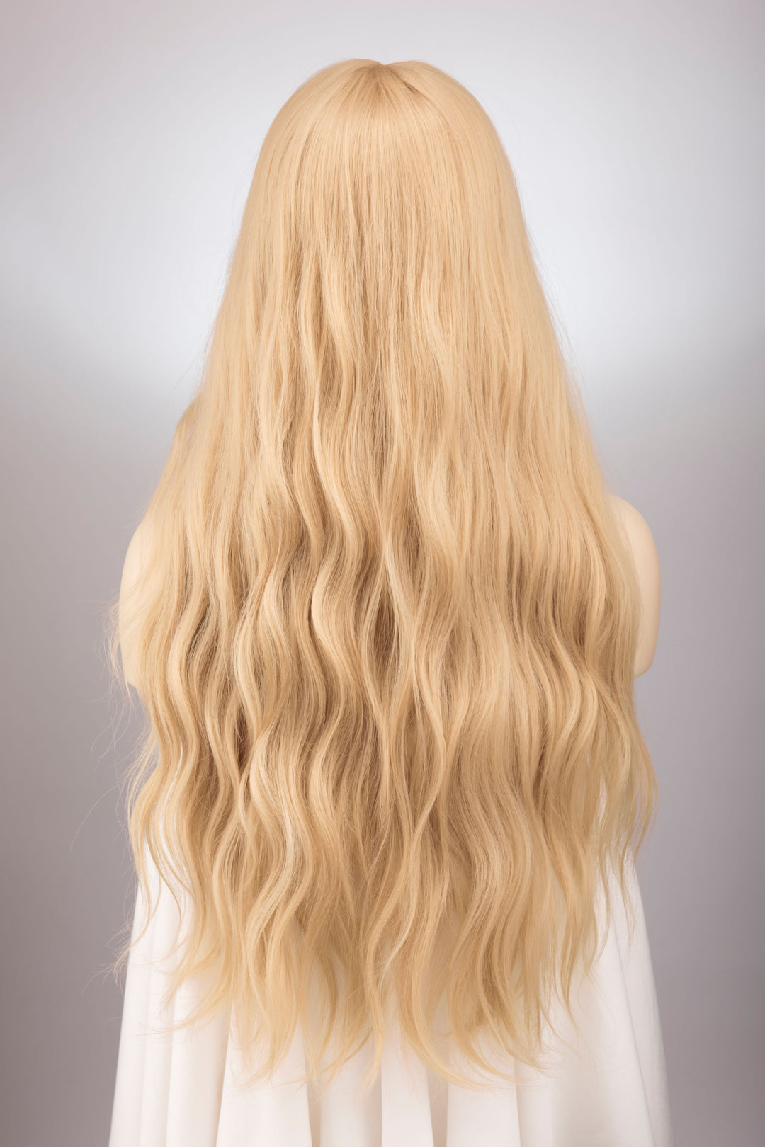 Ash Honey Blonde Wavy Wig with Bangs Ina