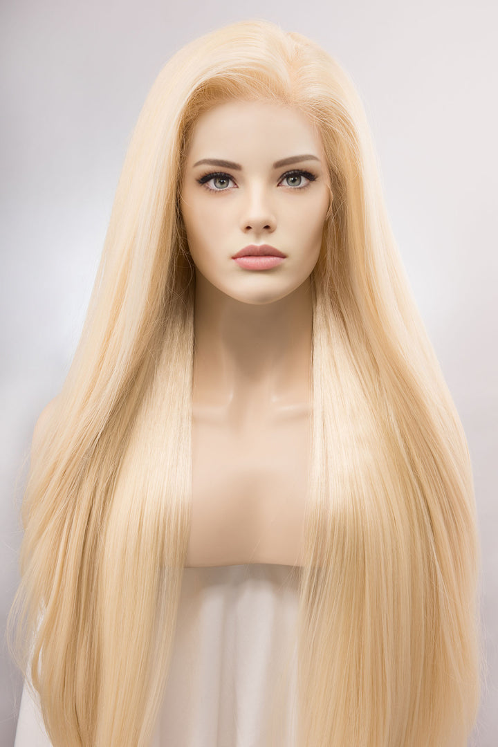 Platinum Blonde Wig Barbie Wig Lace Front Wig Large Lace 13" x 3" Hand Tied Area Drag Queen Wig Blonde Drag Wig Cosplay Wig INES