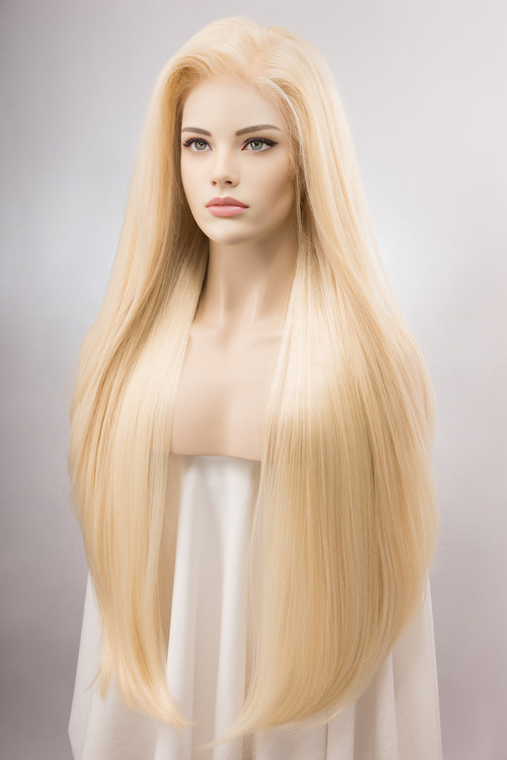 Platinum Blonde Wig Barbie Wig Lace Front Wig Large Lace 13" x 3" Hand Tied Area Drag Queen Wig Blonde Drag Wig Cosplay Wig INES