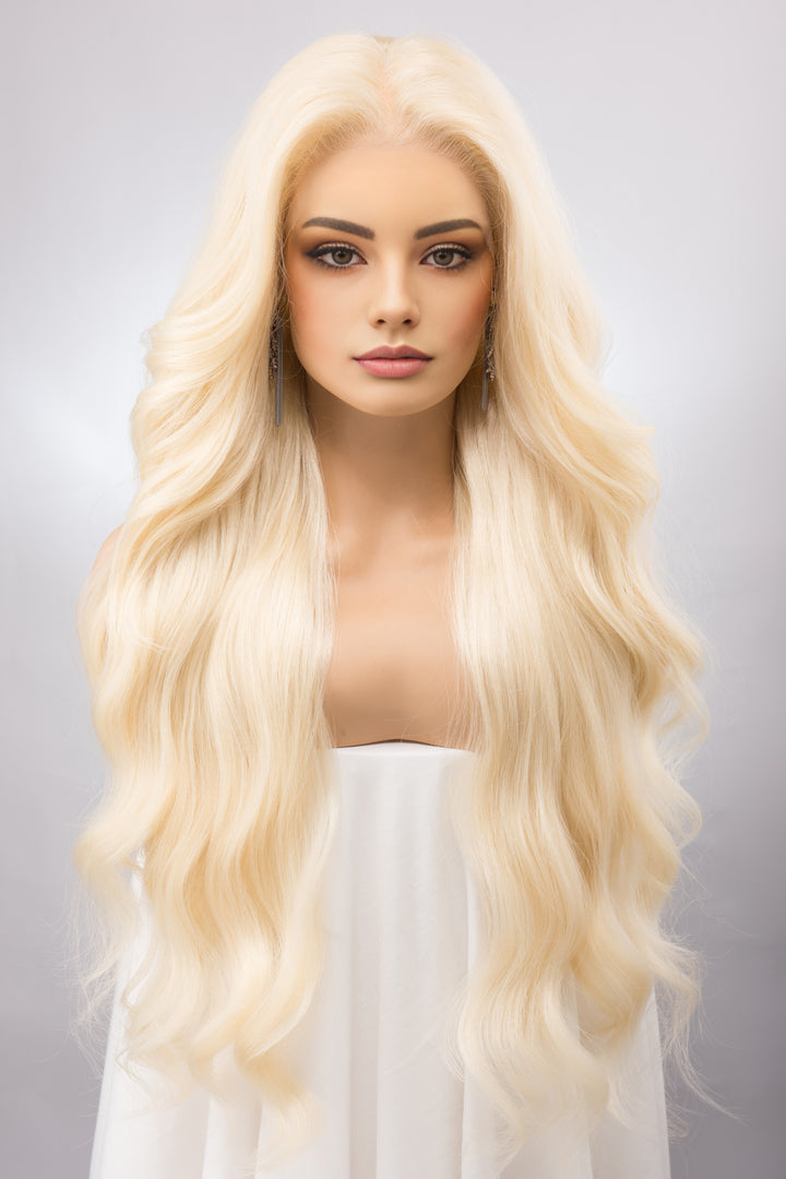 Light Blonde Wavy Lace Front Synthetic Wig Irina