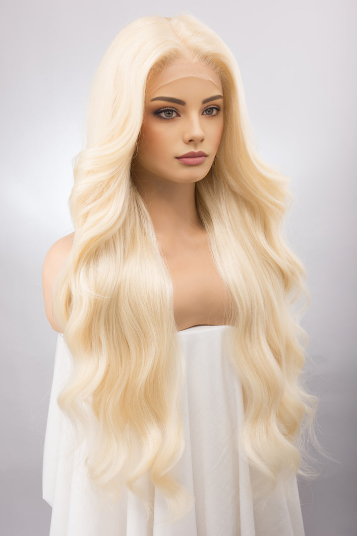 Light Blonde Wavy Lace Front Synthetic Wig Irina