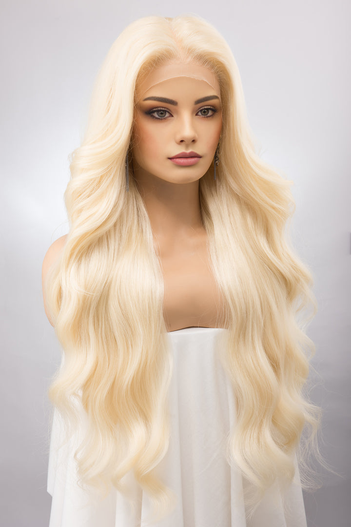 Light Blonde Wavy Lace Front Synthetic Wig Irina