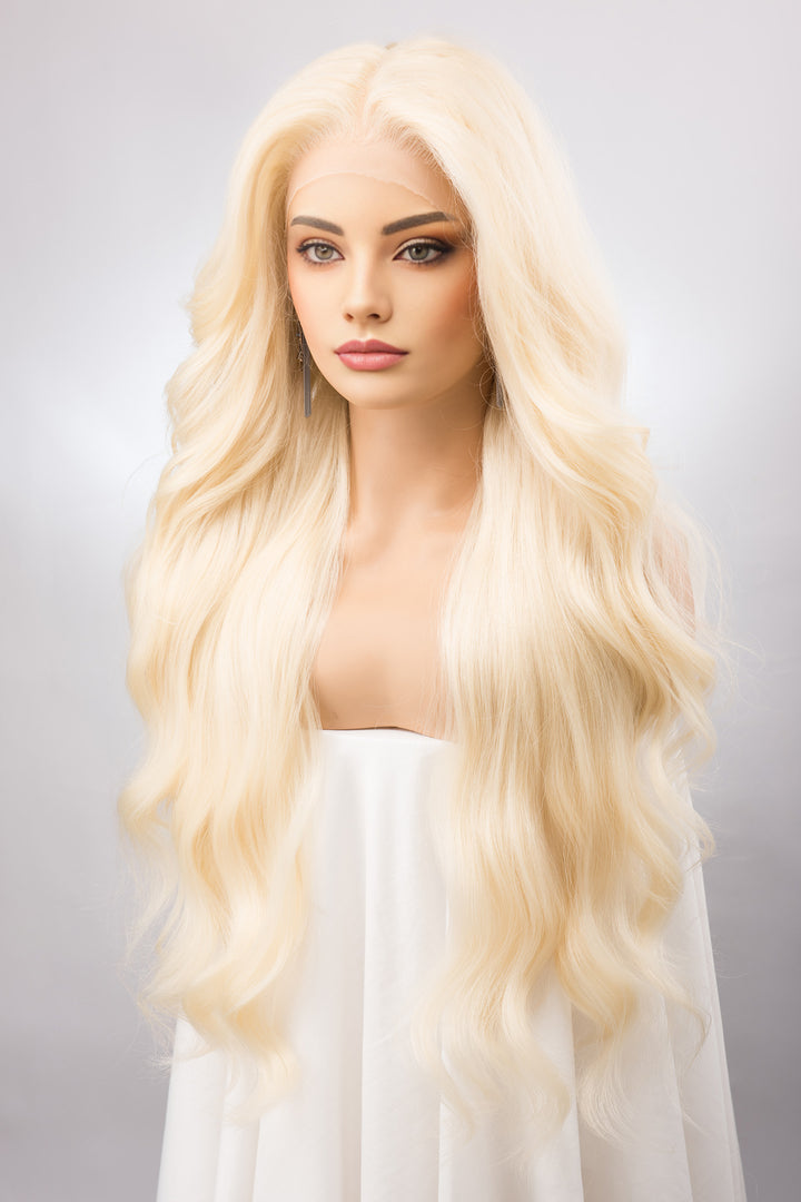 Light Blonde Wavy Lace Front Synthetic Wig Irina