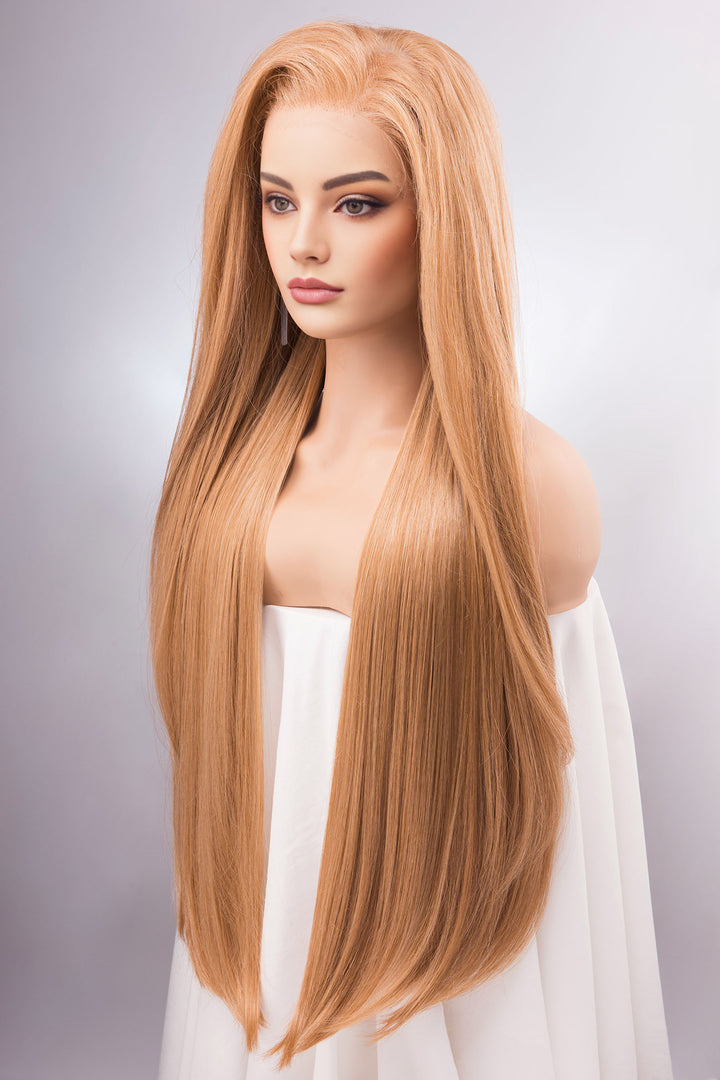 Strawberry Blonde Wig Lace Front Wig Honey Blonde Straight Wig Wanda Cosplay Drag Queen Wig Long Blonde Wigs for Women IVANA