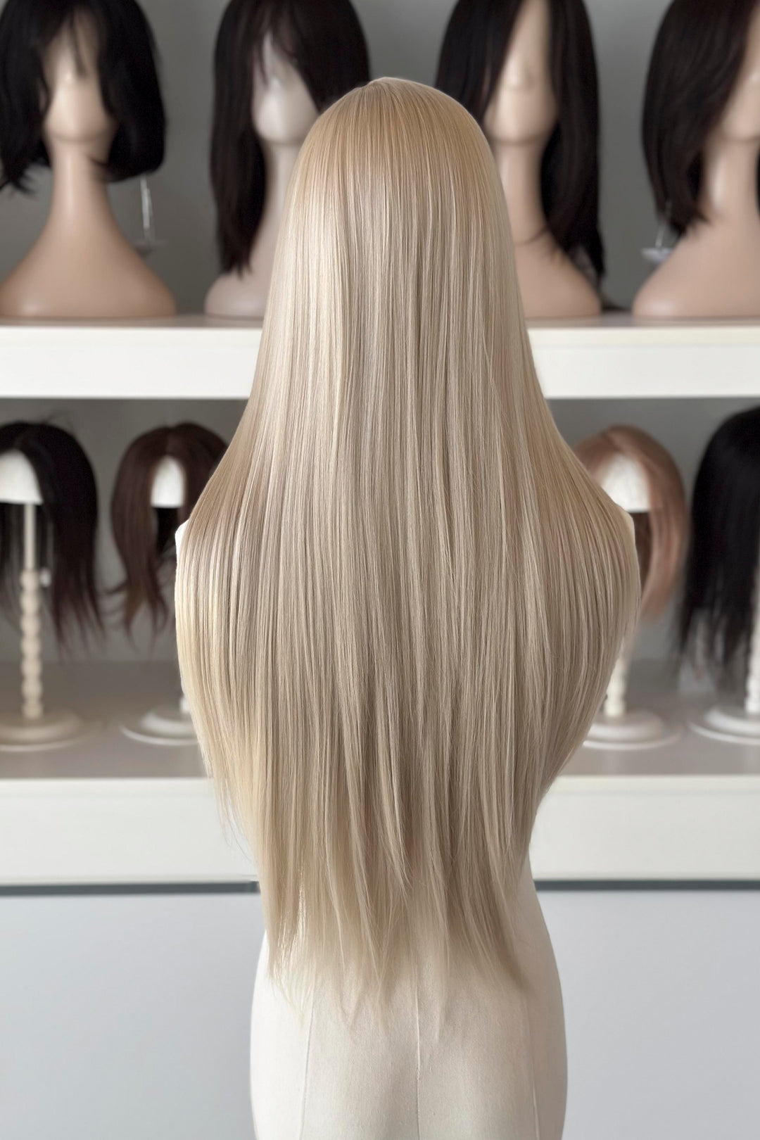 Champagne Ash Blonde Straight Lace Front Synthetic Wig Ivory