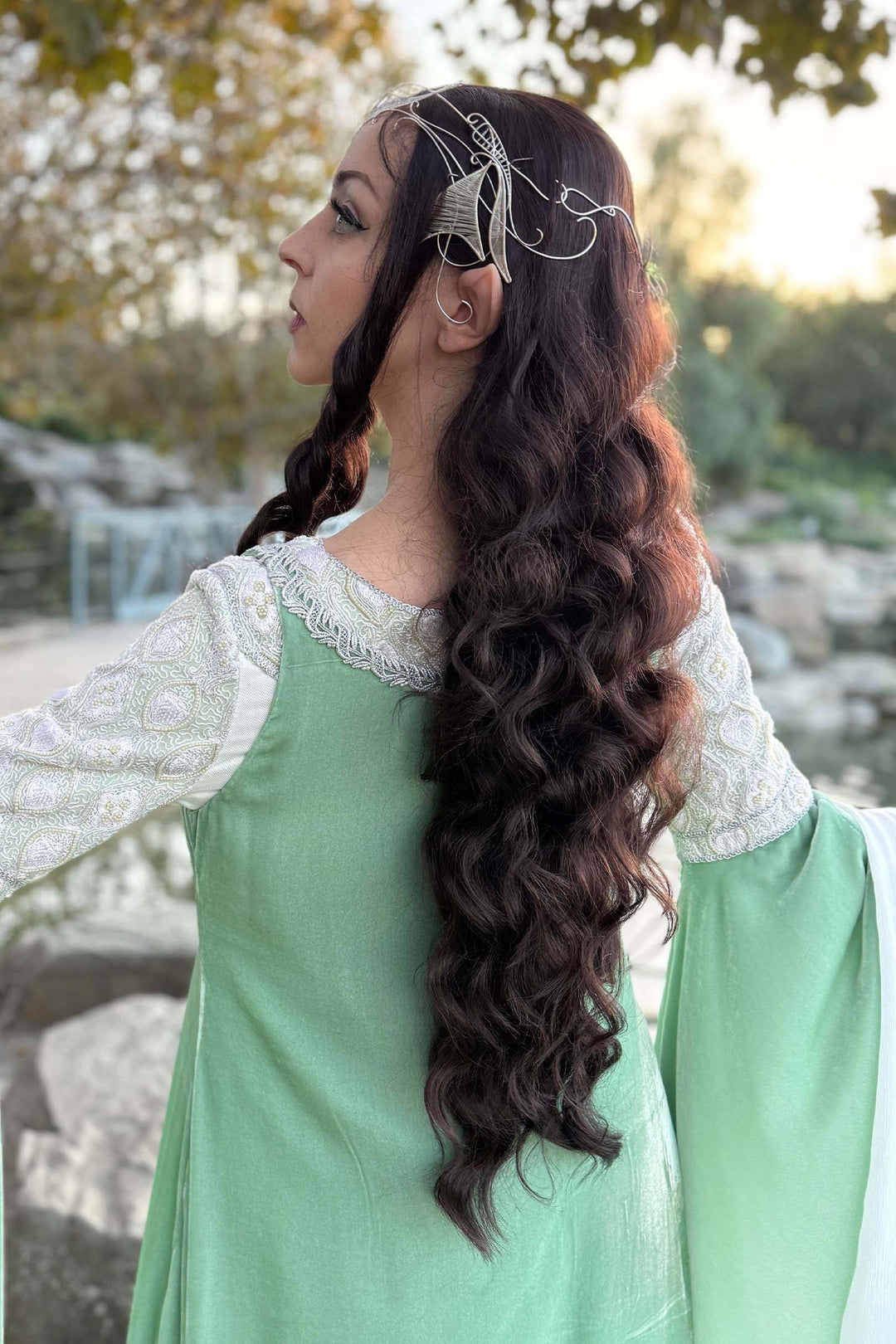 Brunette Wavy Lace Top Synthetic Wig Margaret Arwen Look