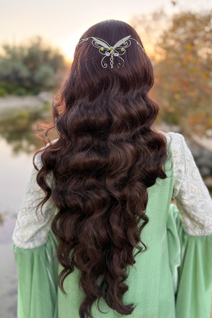 Brunette Wavy Lace Top Synthetic Wig Margaret Arwen Look