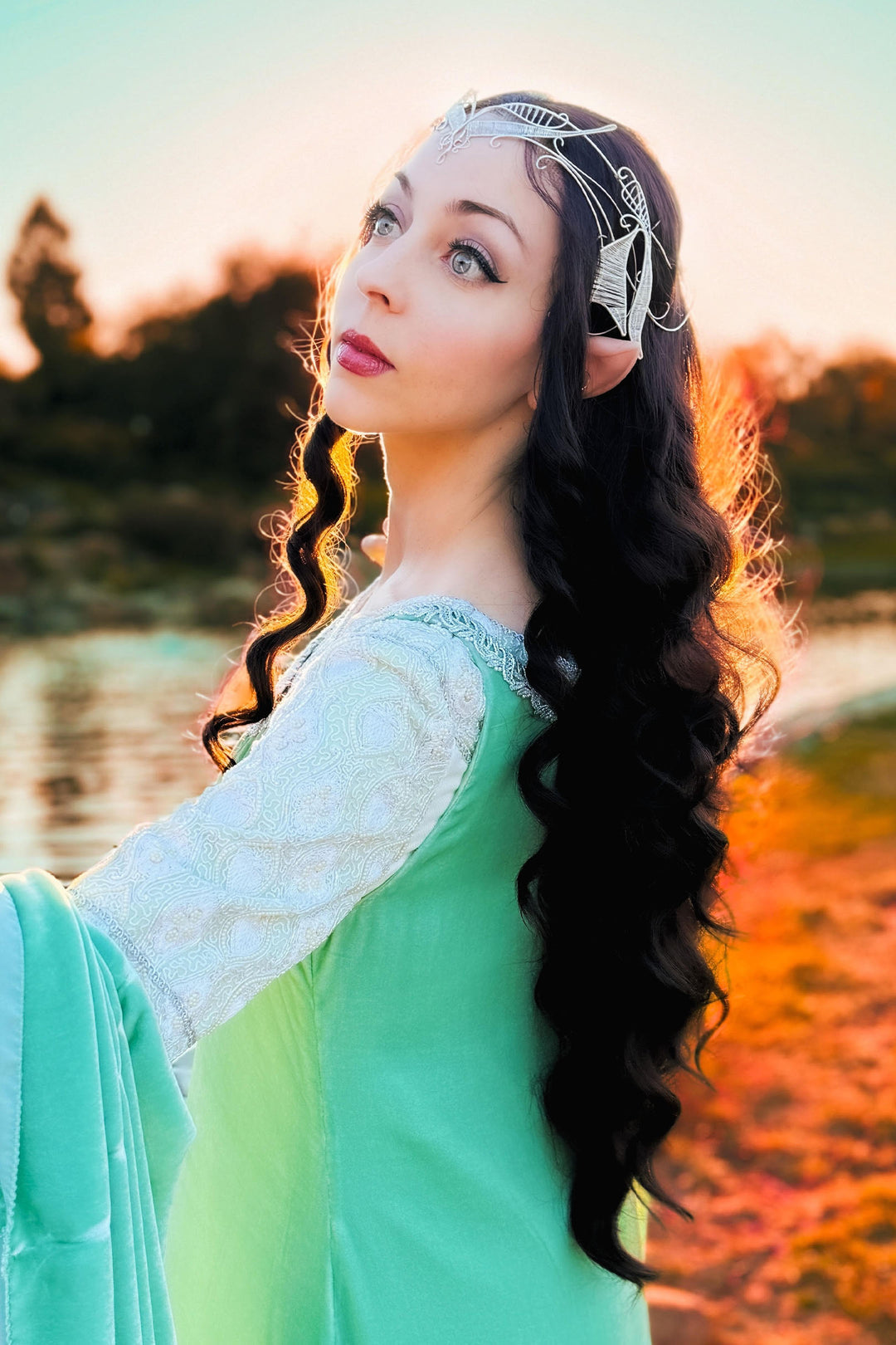 Brunette Wavy Lace Top Synthetic Wig Margaret Arwen Look