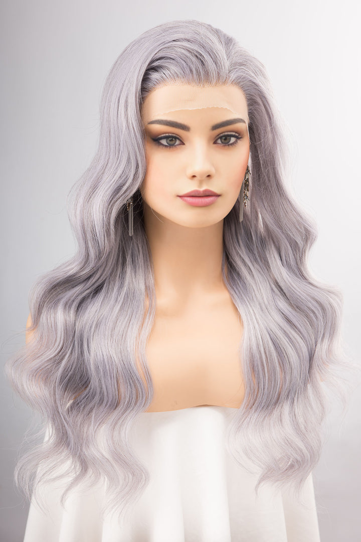 Kardashian Silver Lace Front Wavy Wig