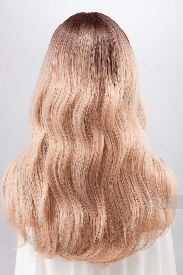 Ash Peach Ombre Blonde Wig with Bangs Kayce