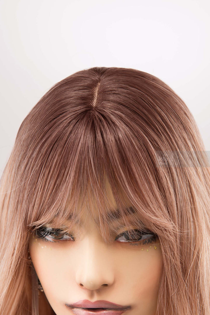 Ash Peach Ombre Blonde Wig with Bangs Kayce