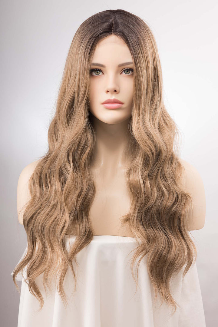 Dark Roots Brown Blonde Ombre Long Wavy Small Lace Wig | Kinsley