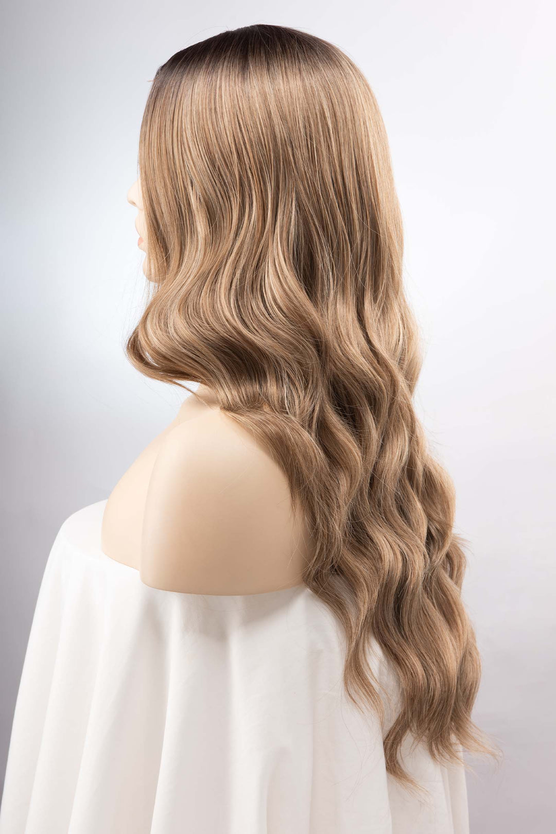 Dark Roots Brown Blonde Ombre Long Wavy Small Lace Wig | Kinsley
