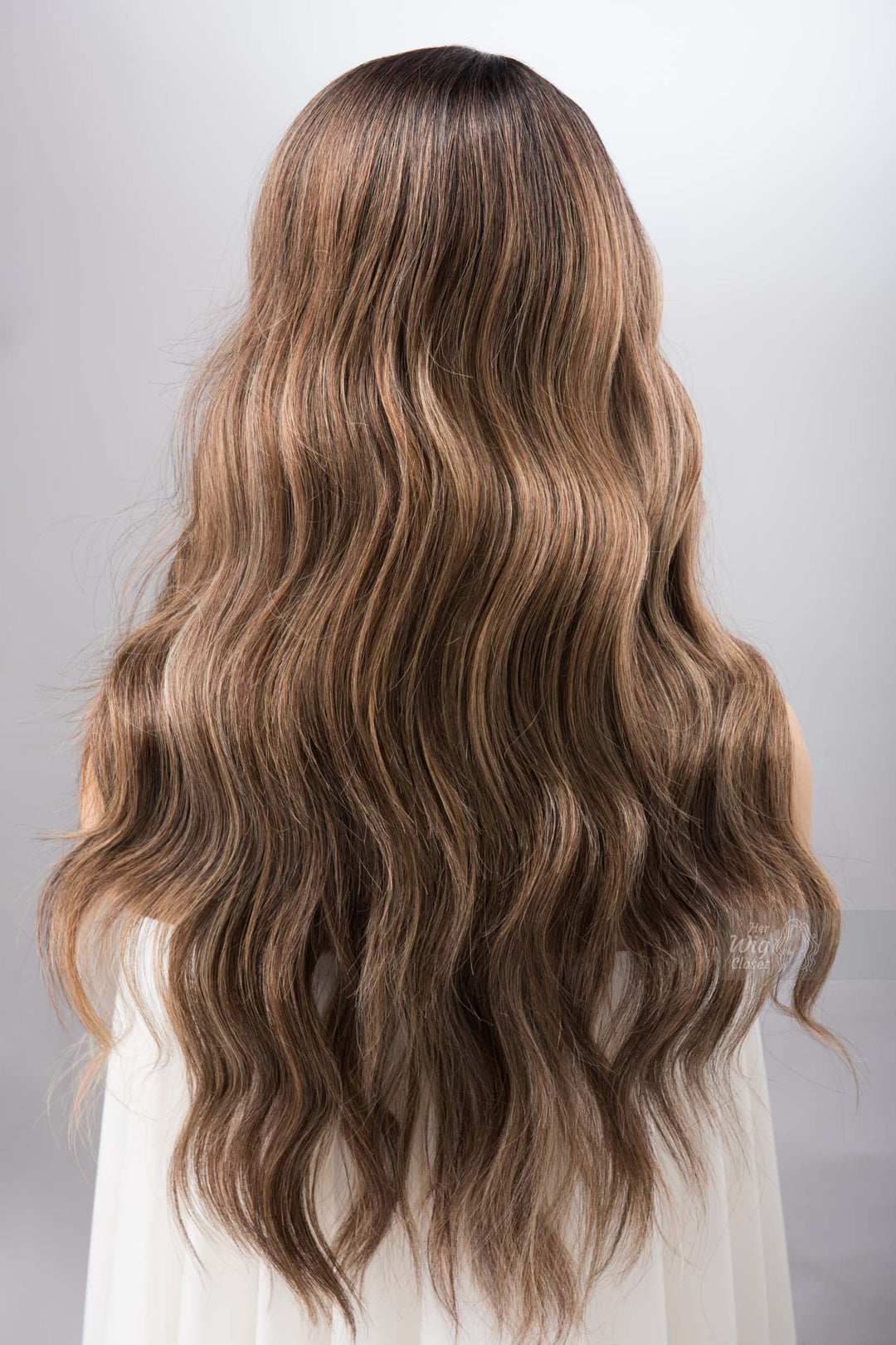 Golden Brown Caramel Blonde Balayage Lace Front Wig with Dark Roots KYLAN