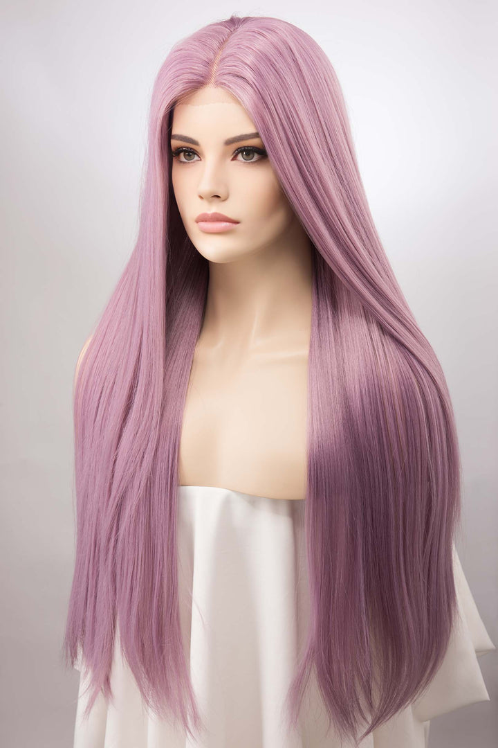 Lilac Lace Front Wig Lavender Color Hair Cosplay Wig Light Purple Straight Wig Drag Queen Wig Halloween Costume Wig Kylin