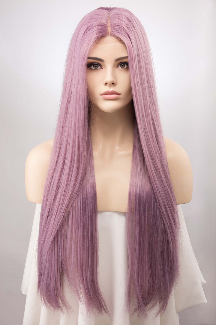 Lilac Lace Front Wig Lavender Color Hair Cosplay Wig Light Purple Straight Wig Drag Queen Wig Halloween Costume Wig Kylin