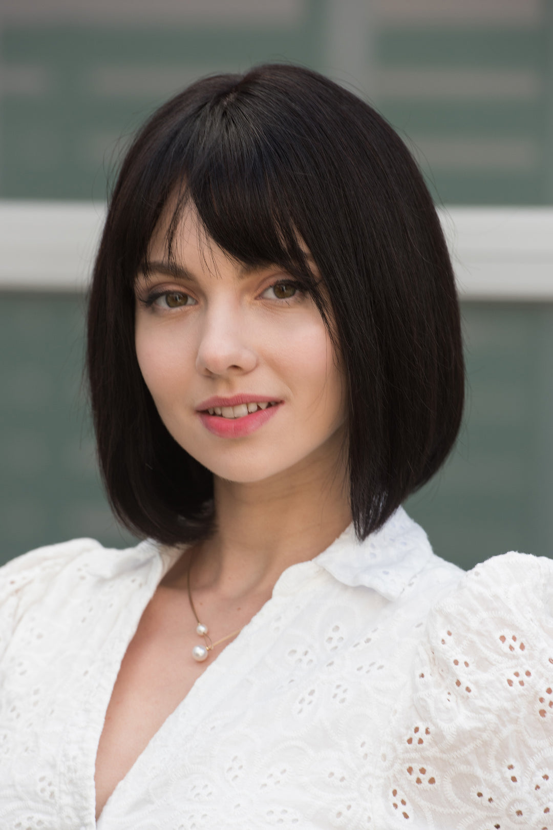 Black Human Hair Wig Bob Cut Wig Straight Hair Wig with Bangs