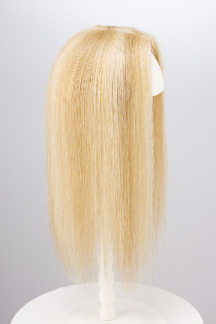 Ash Blonde Balayage Mono Top European Human Hair Topper 14 Inches
