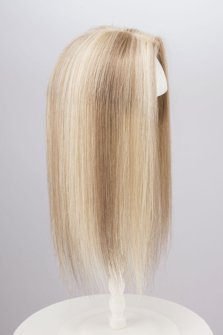 Ash Blonde Balayage Mono Top European Human Hair Topper 14 Inches