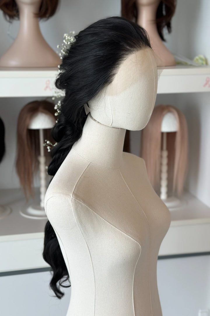 Black Wavy 13" x 6" Lace Top Synthetic Hair Wig Mabel