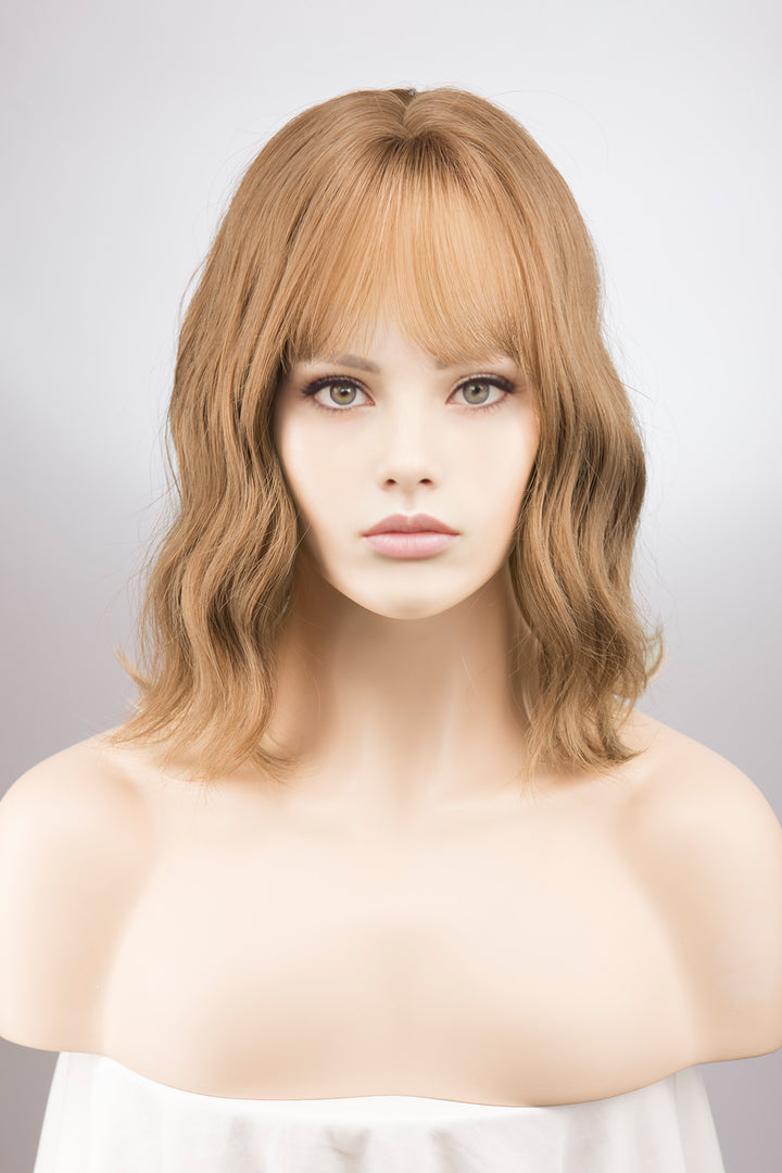 Honey Blonde Wavy Bob Wig with Bangs Mackenzie