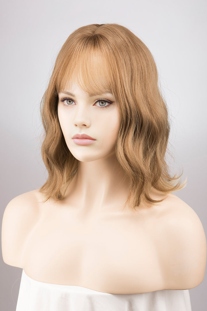 Honey Blonde Wavy Bob Wig with Bangs Mackenzie