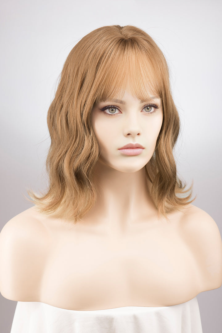 Honey Blonde Wavy Bob Wig with Bangs Mackenzie