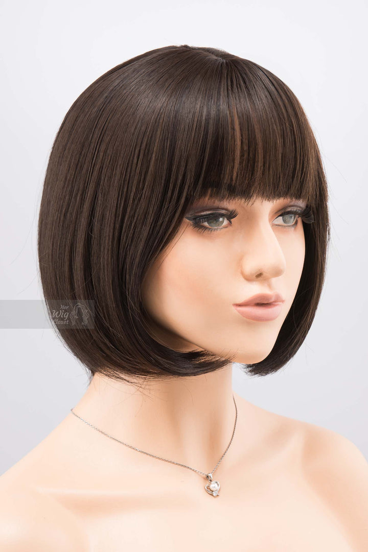 Natural Black Short Bob Wig with Bangs Pulp Fiction Cosplay Wig Mae