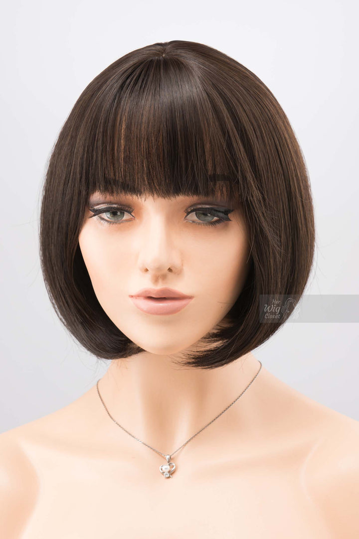 Natural Black Short Bob Wig with Bangs Pulp Fiction Cosplay Wig Mae