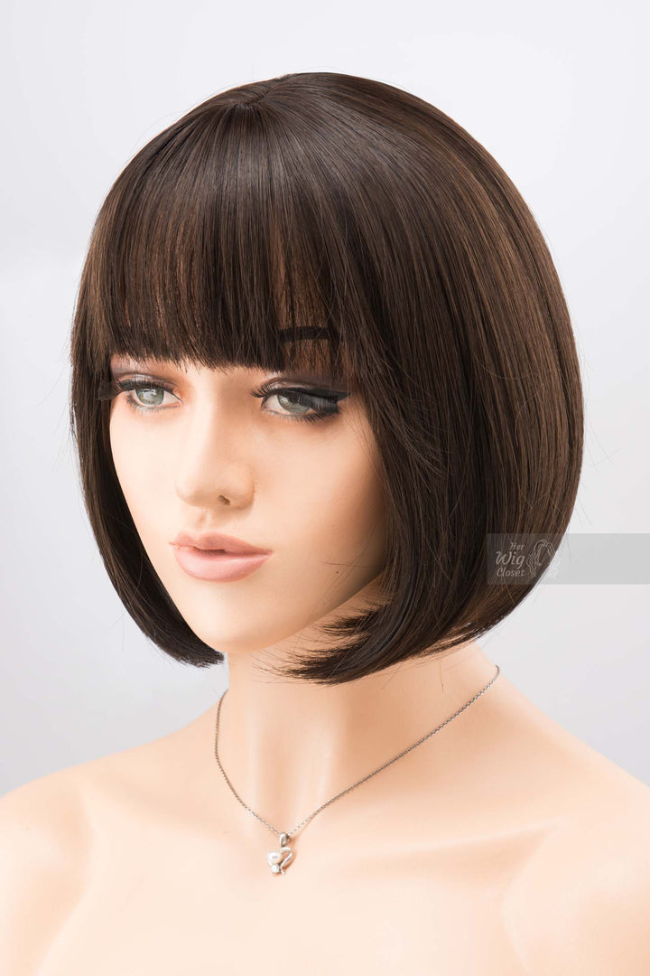 Natural Black Short Bob Wig with Bangs Pulp Fiction Cosplay Wig Mae