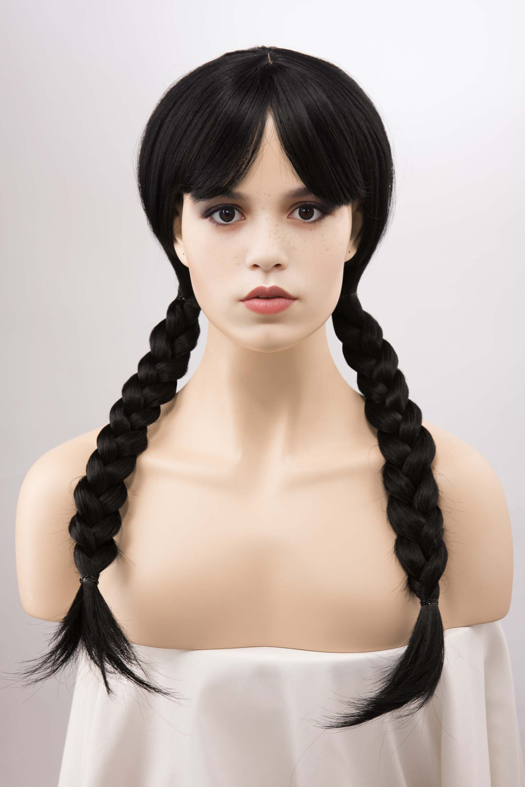 Wednesdays Cosplay Wig Black Wig with Bangs Silky Long Straight Gothic Wig Maeve