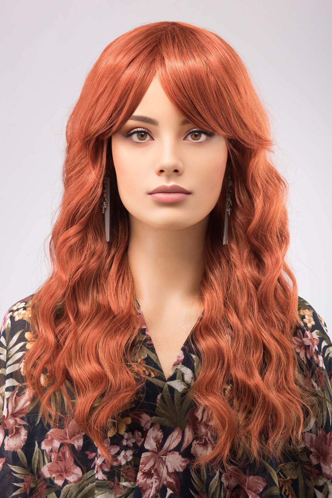 Ginger Red Wig Orange Copper Red Wig with Bangs Maisie