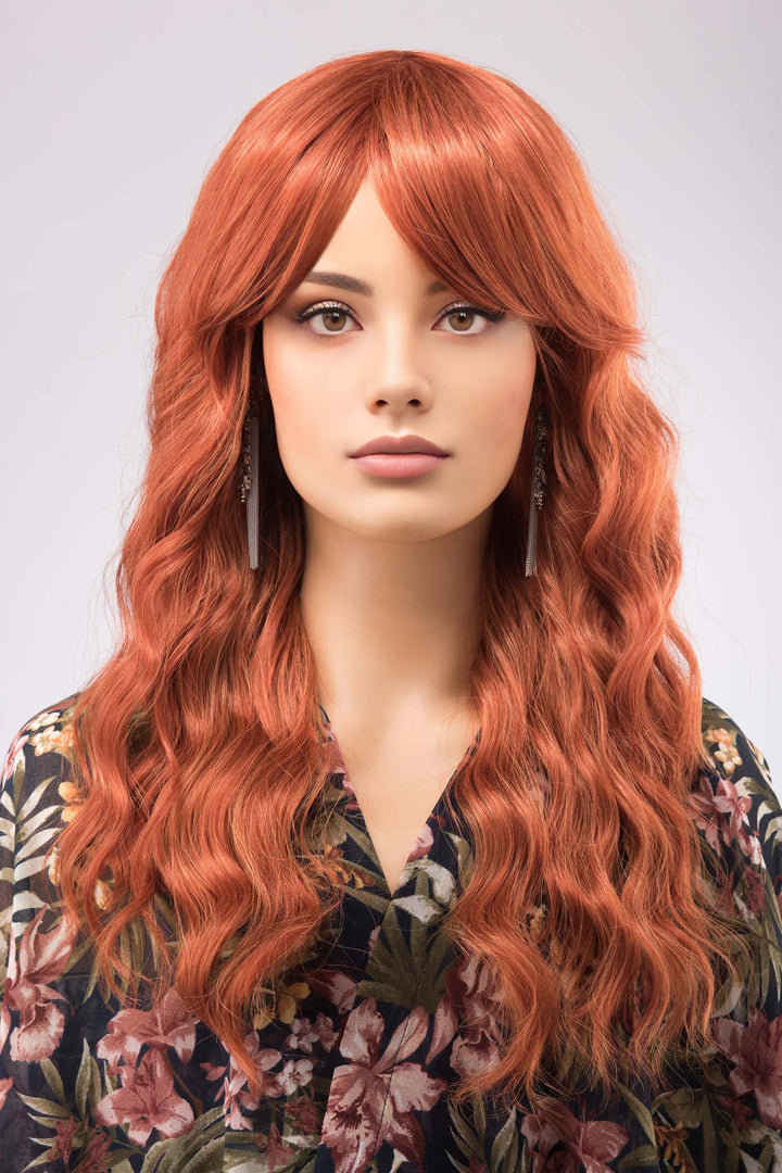 Ginger Wavy Synthetic Wig with Bangs Maisie