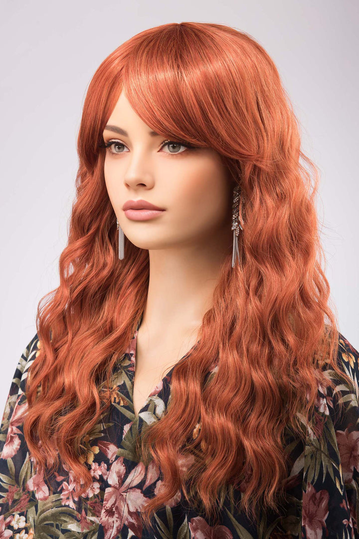 Ginger Wavy Synthetic Wig with Bangs Maisie