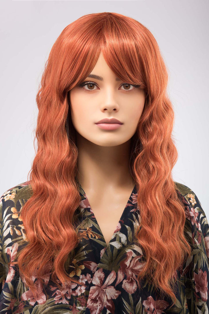 Ginger Wavy Synthetic Wig with Bangs Maisie