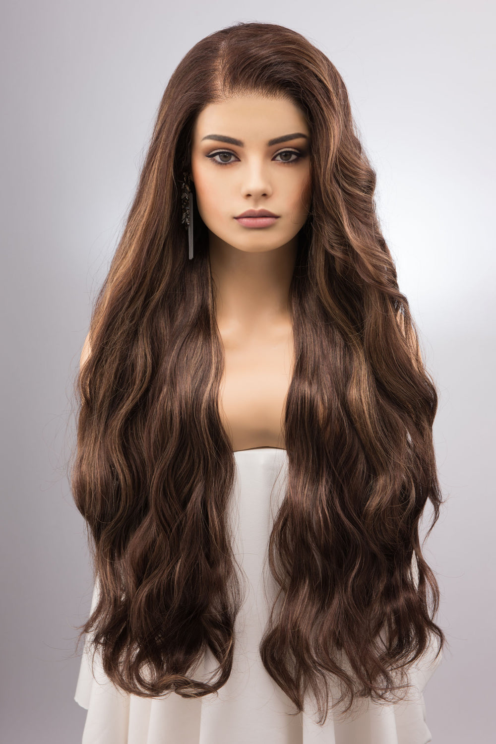 Brown Blonde Highlight Wavy 13" X 6" Lace Top Synthetic Hair Wig Mallory