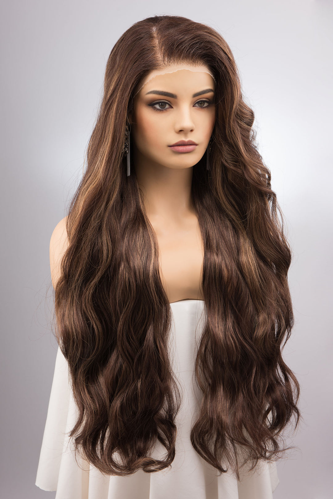 Brown Blonde Highlight Wavy 13" X 6" Lace Top Synthetic Hair Wig Mallory